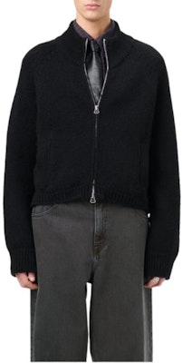 OUR LEGACY FW24 Sweater Hitam Knit Ribbed Raglan dengan Double Zipper. M4243UJ Shop OUR LEGACY FW24 Sweater Hitam Knit Ribbed Raglan dengan Double Zipper. M4243UJ