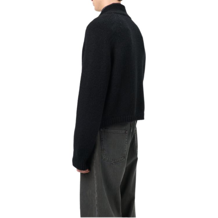 Cheap OUR LEGACY FW24 Sweater Hitam Knit Ribbed Raglan dengan Double Zipper. M4243UJ