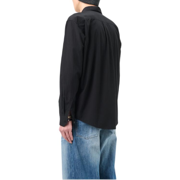 Cheap OUR LEGACY FW24 Camisa Negra de Manga Larga con Botón de Perla y Dobladillo Curvo M4242BLP