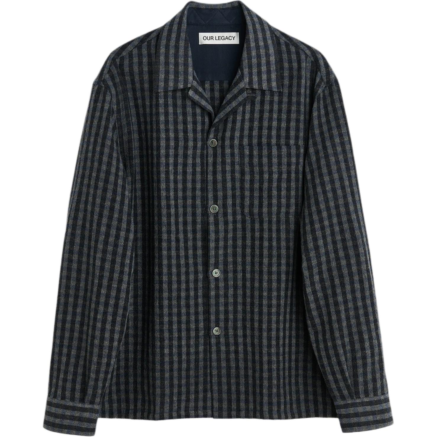 OUR LEGACY FW24  Oversized Blue Plaid Long-Sleeve Shirt with Chest Pocket M4242HP