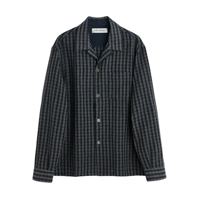 OUR LEGACY FW24 Oversized Blue Plaid Long-Sleeve Shirt with Chest Pocket M4242HP