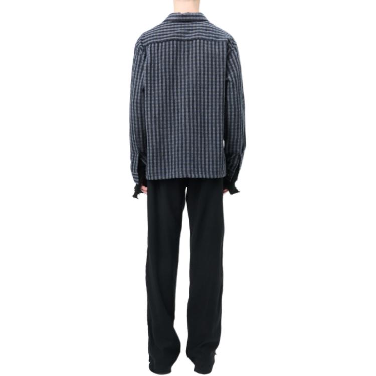 Shop OUR LEGACY FW24 Kemeja Oversized Kotak Biru Lengan Panjang dengan Saku Dada. M4242HP