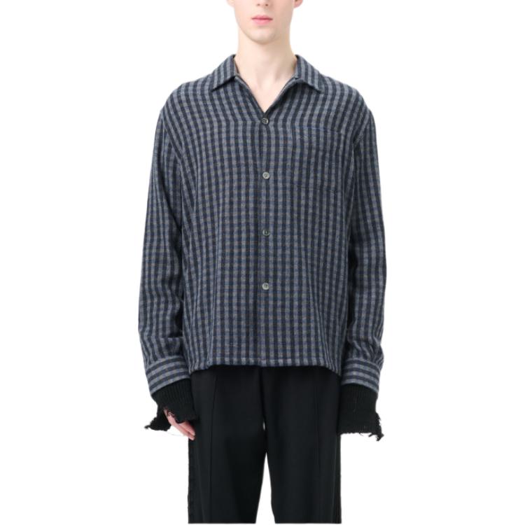 Purchase OUR LEGACY FW24 Kemeja Oversized Kotak Biru Lengan Panjang dengan Saku Dada. M4242HP
