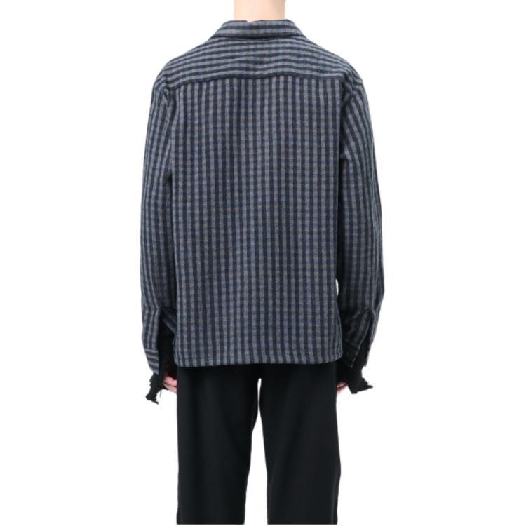 Details for OUR LEGACY FW24 Kemeja Oversized Kotak Biru Lengan Panjang dengan Saku Dada. M4242HP