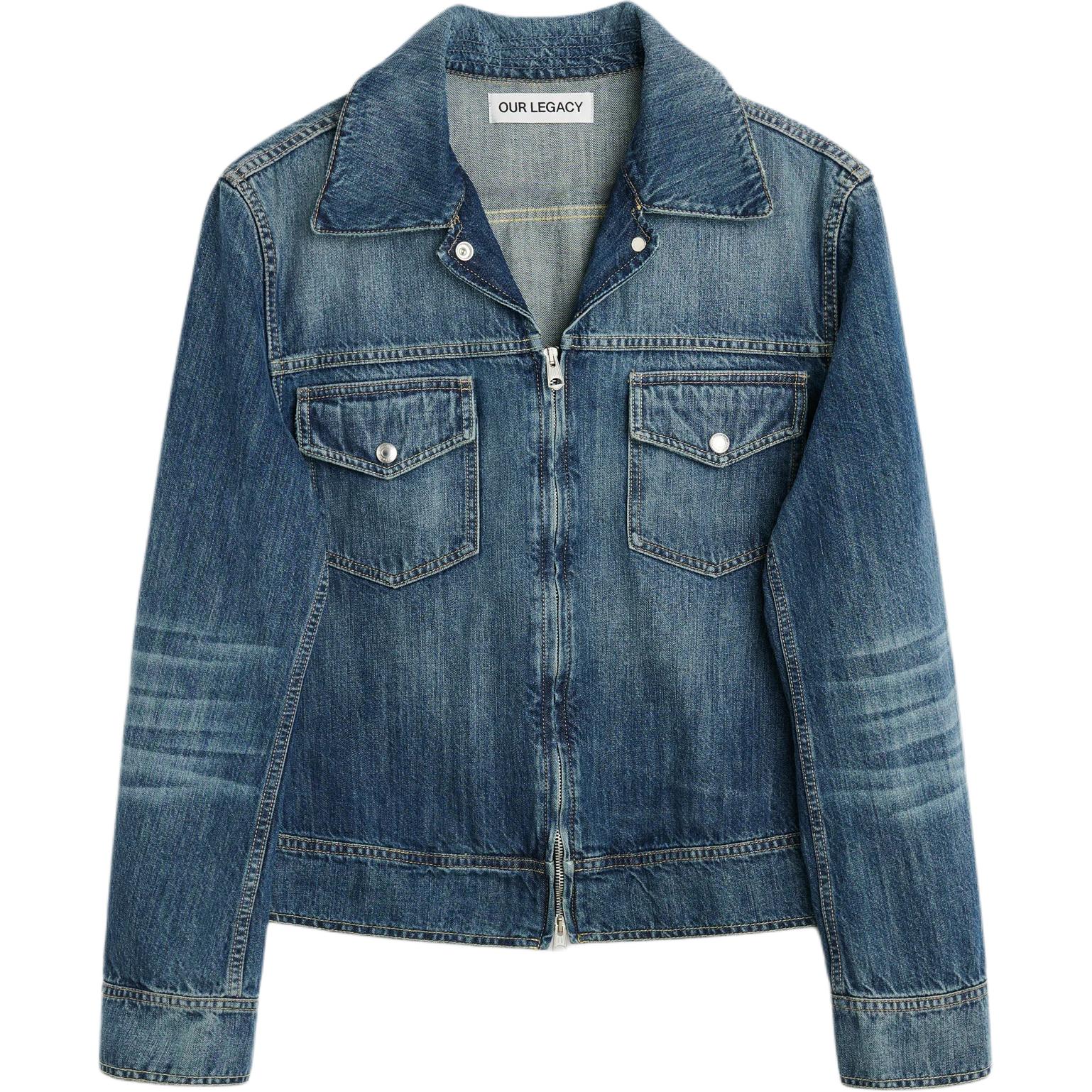 Order OUR LEGACY FW24 Chaqueta Vaquera Azul Vintage Ajuste Suelto Cierre Cremallera M4245TW