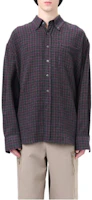 Shop OUR LEGACY FW24 黑色格紋羊毛長袖襯衫弧形下擺 男款 M4242BSCR