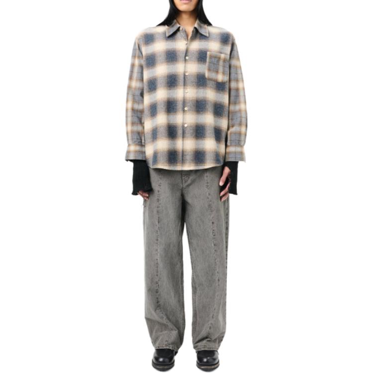 Lookbook OUR LEGACY FW24 Polo de Manga Larga Franela Barn Check Multicolor. M4242AD