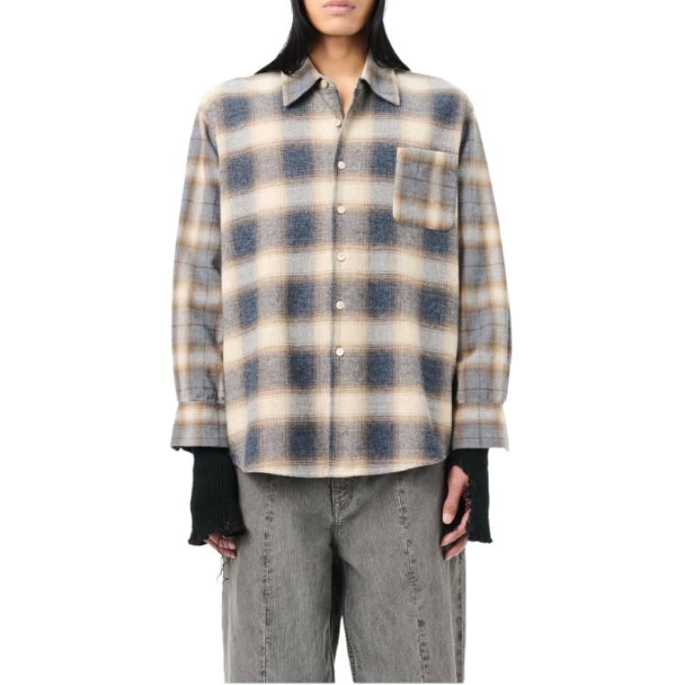 Shop OUR LEGACY FW24 Polo de Manga Larga Franela Barn Check Multicolor. M4242AD