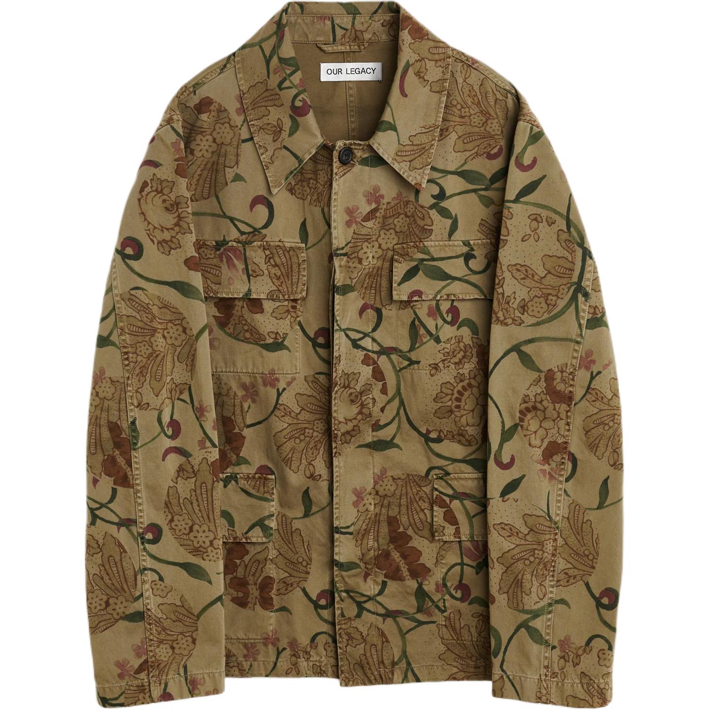 Order OUR LEGACY FW24 Jaket Cokelat Floral Print Multi-Pocket Loose Fit Pria M4241US