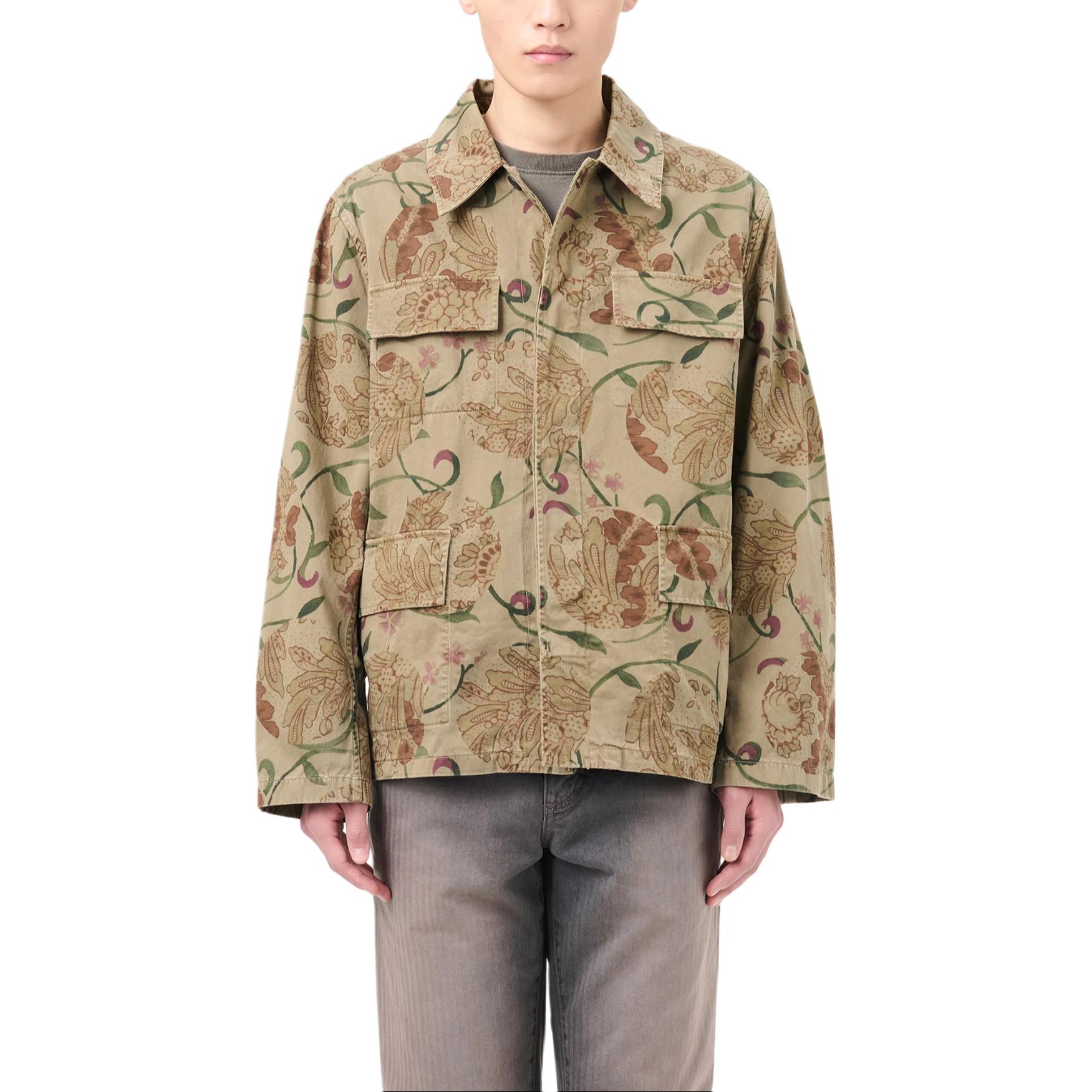 Shop OUR LEGACY FW24 Jaket Cokelat Floral Print Multi-Pocket Loose Fit Pria M4241US