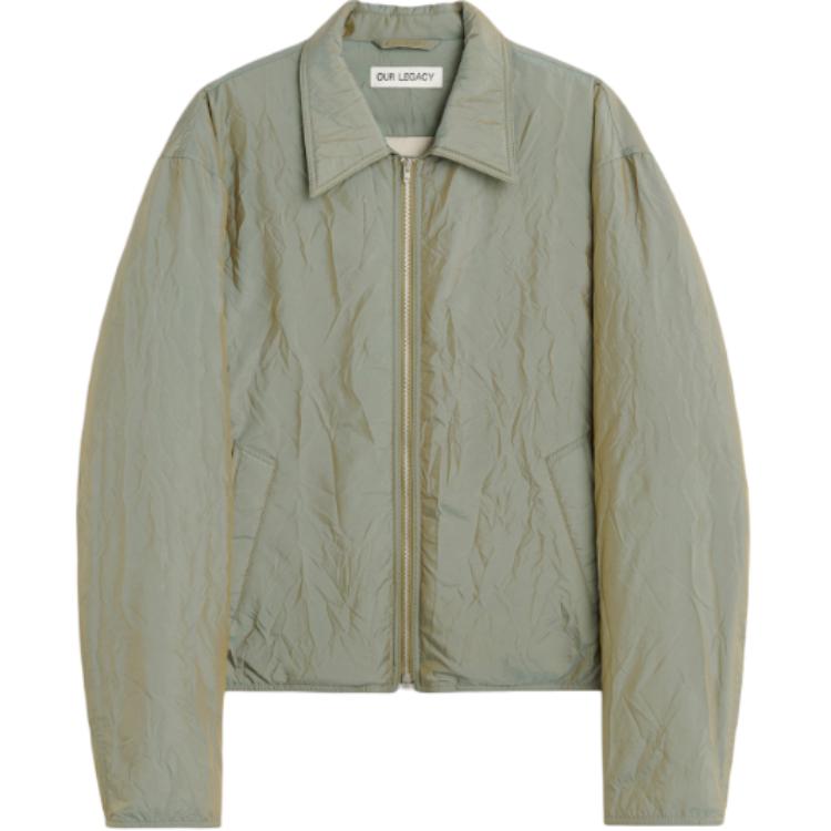 OUR LEGACY FW24 Lightweight Crinkled Waterproof Zip Jacket Olive Green M4241SSO