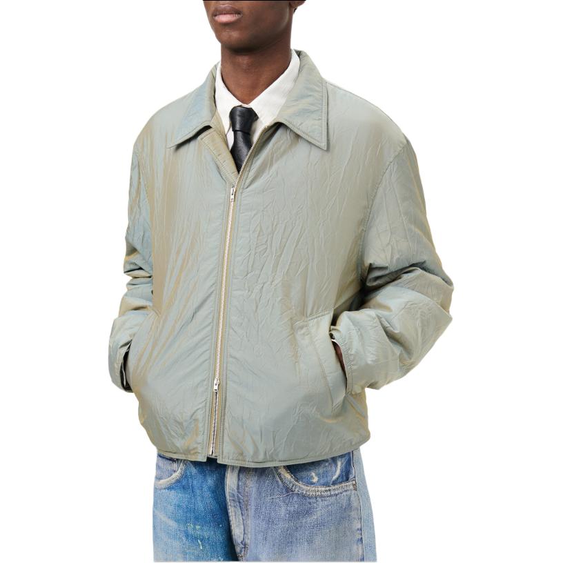 Purchase OUR LEGACY FW24 Chaqueta Impermeable Ligera Arrugada con Cremallera Verde Oliva M4241SSO