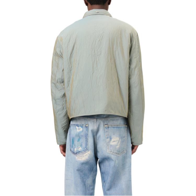 Sizing OUR LEGACY FW24 Chaqueta Impermeable Ligera Arrugada con Cremallera Verde Oliva M4241SSO