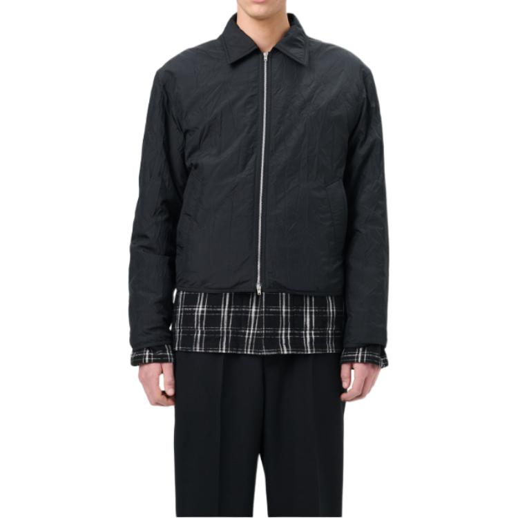 Shop OUR LEGACY FW24 Jaket Hitam Ringan Tahan Air Longgar Bertekstur Crinkled M4241SS