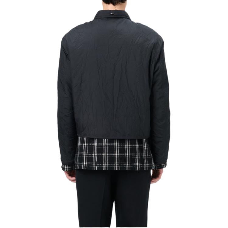 Details for OUR LEGACY FW24 Jaket Hitam Ringan Tahan Air Longgar Bertekstur Crinkled M4241SS