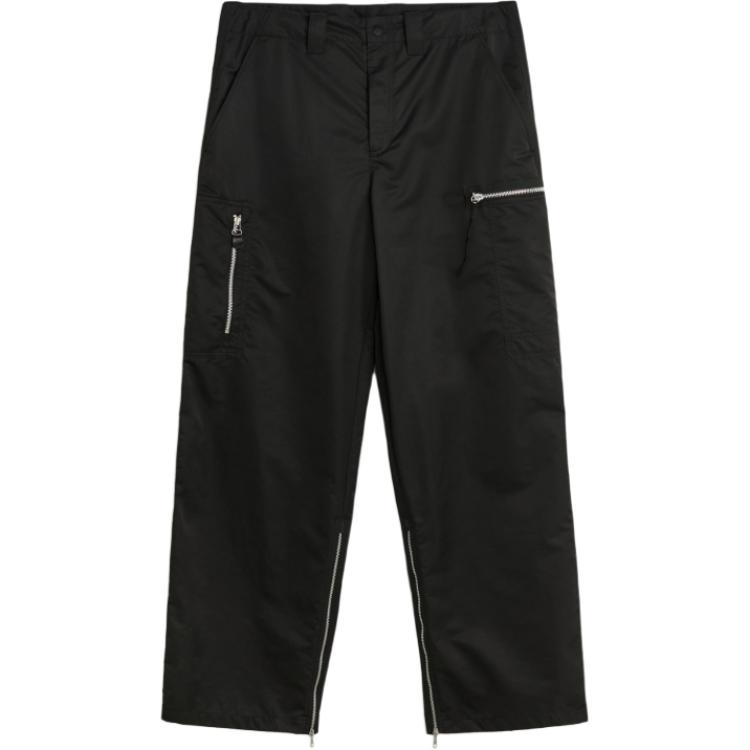 OUR LEGACY FW24 Tactical Zipper Waterproof Satin Relaxed Cargo Pants Men Black M4244TB