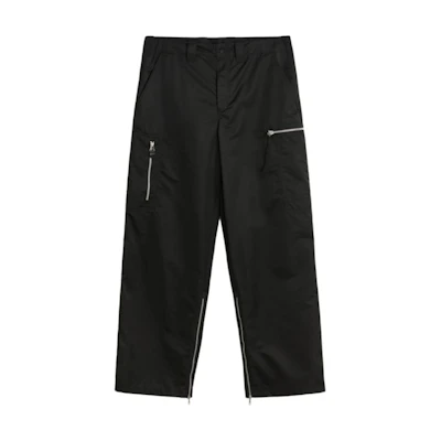 OUR LEGACY FW24 Tactical Zipper Waterproof Satin Relaxed Cargo Pants Men Black M4244TB