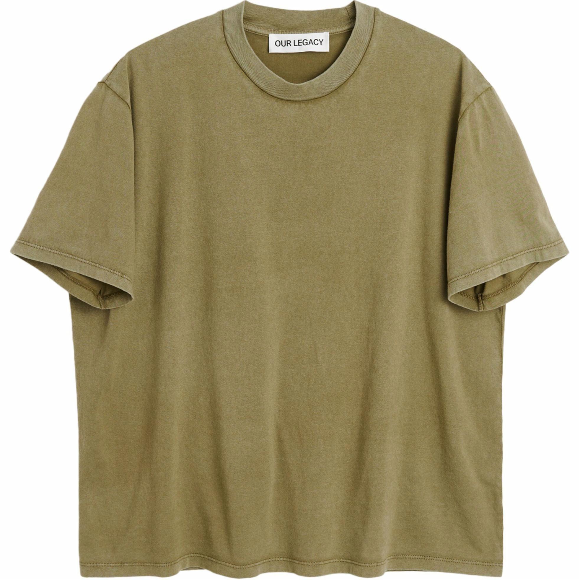 Order OUR LEGACY Kaos Oversized Hijau Zaitun Polos Lengan Pendek. M2256BC