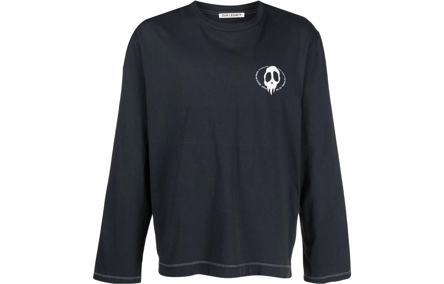 Our Legacy Skull Graphic Crewneck Sweatshirt Blue - Fall Edition M2226BLSPS
