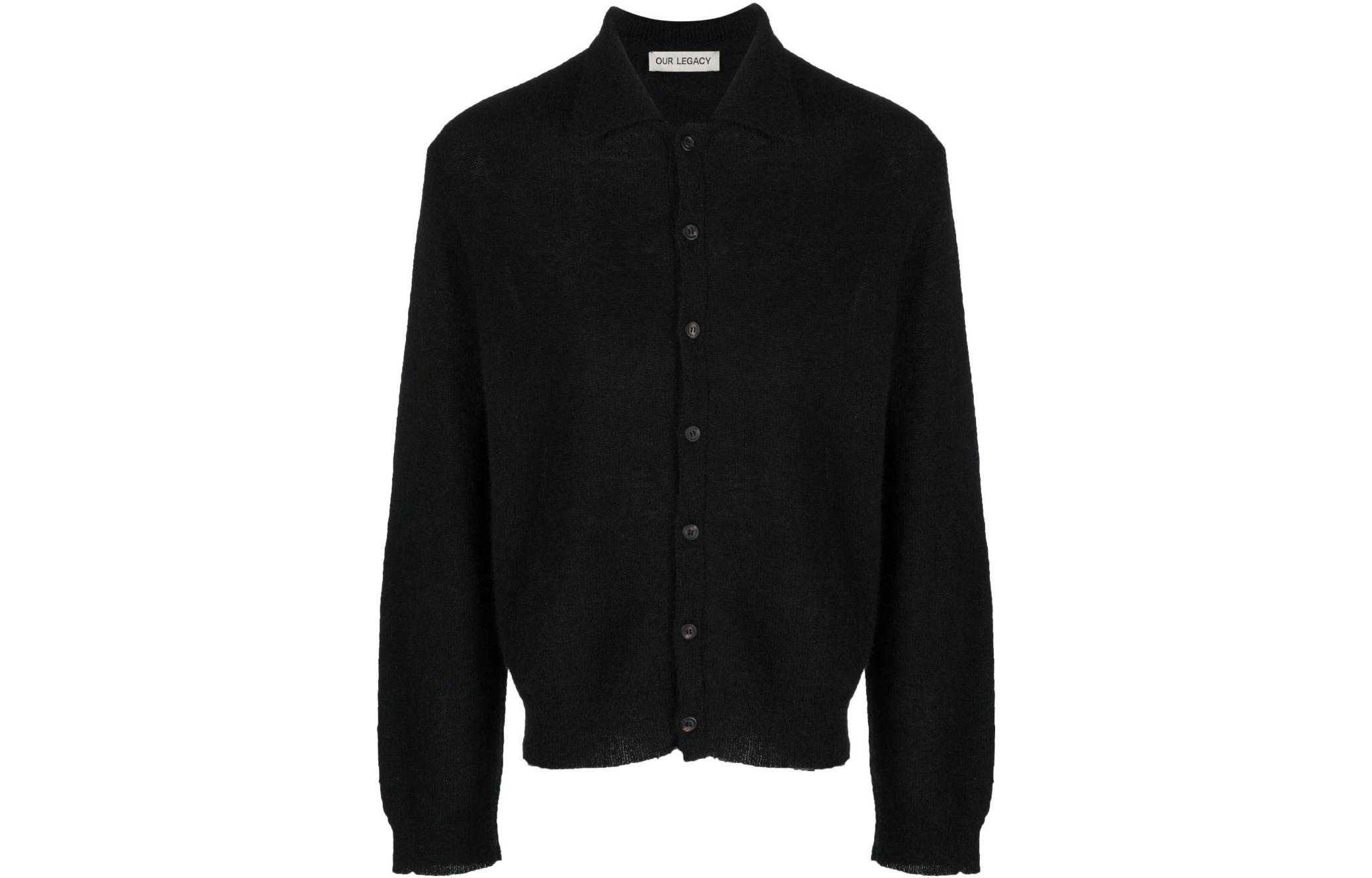 OUR LEGACY Solid Color V-Neck Button-Up Knit Cardigan  Sweater M4213ECFSE