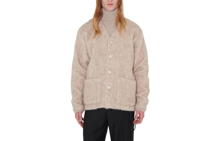 Order OUR LEGACY SS23 Cárdigan Suéter de Mohair con Cuello en V Color Camel M4226CA
