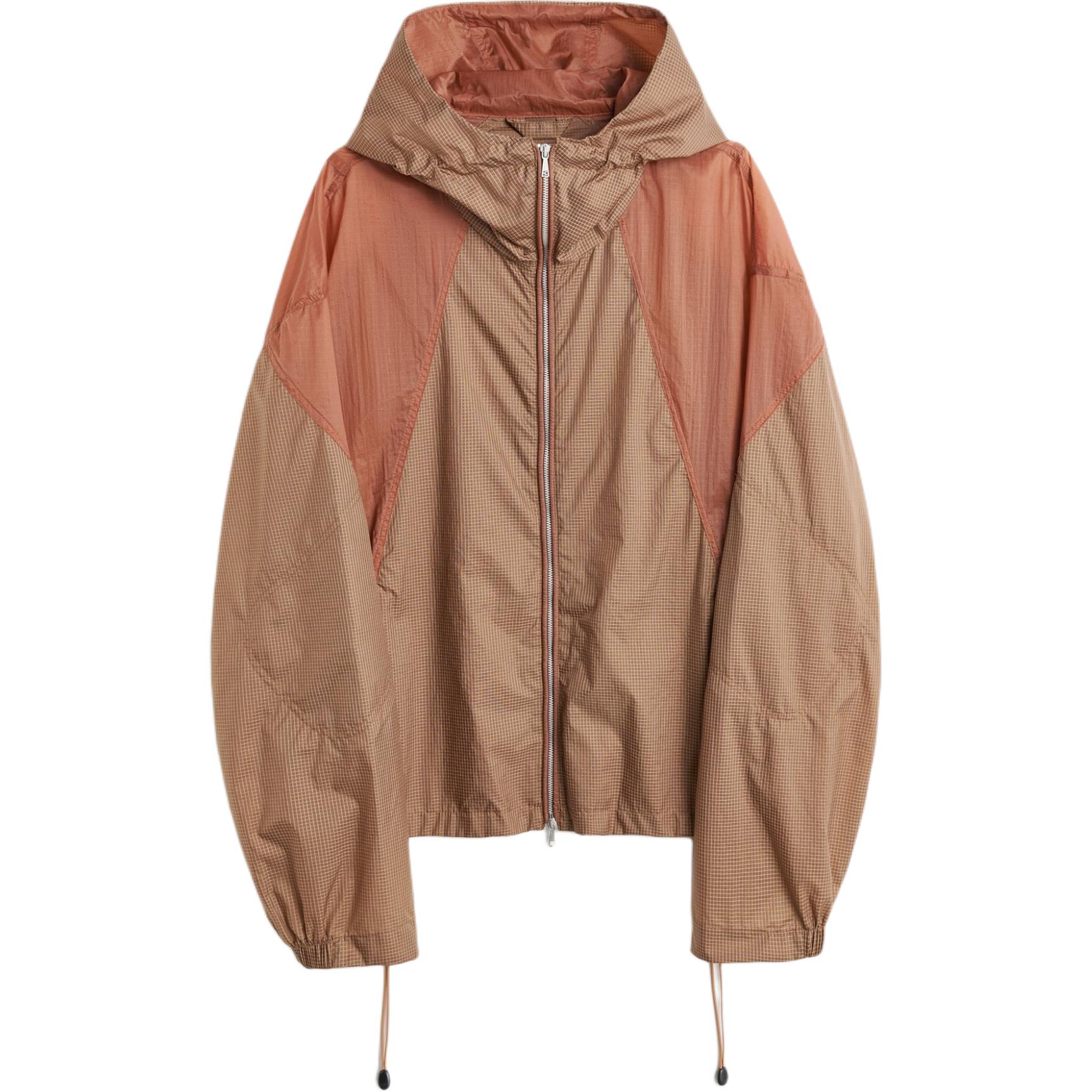 Our Legacy SS24 Houndstooth Hooded Colorblock Zip Jacket Red/Brown M2241RGB