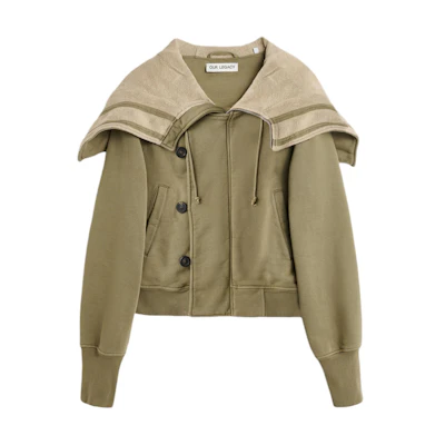 OUR LEGACY SS24 Ribbed Cuff Zip Hoodie Jacket Unisex Khaki. M2246FC