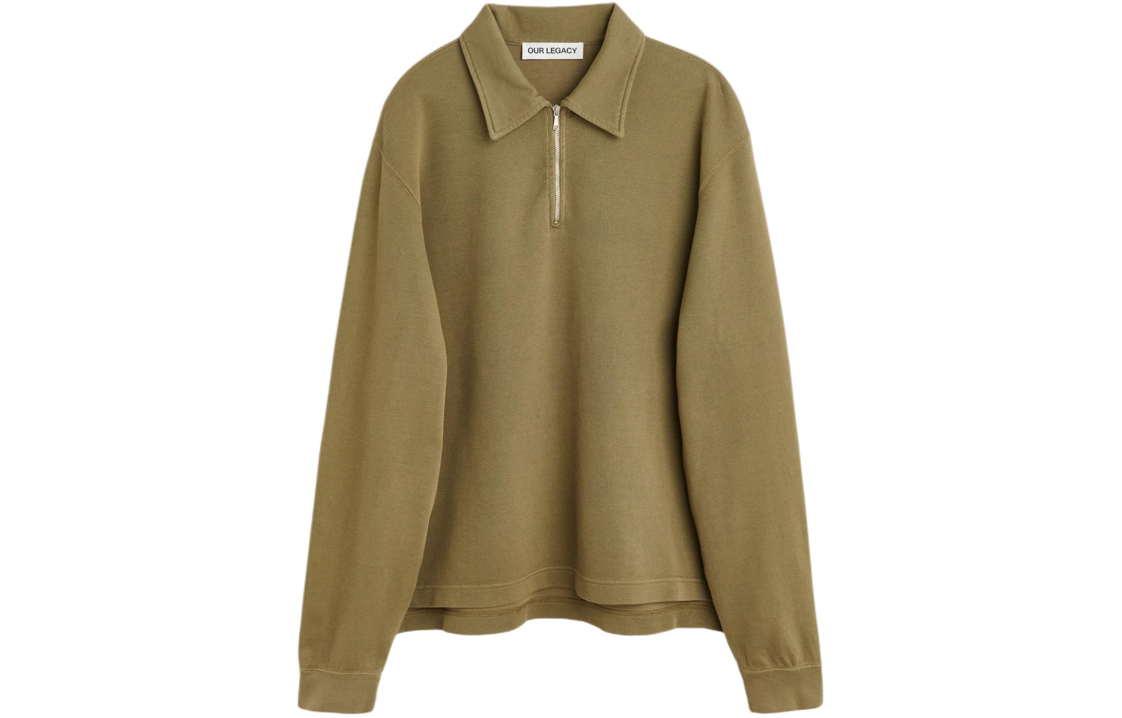 Our Legacy SS24 Solid Ribbed Knit Cuff Sweatshirt Olive - M2246LO