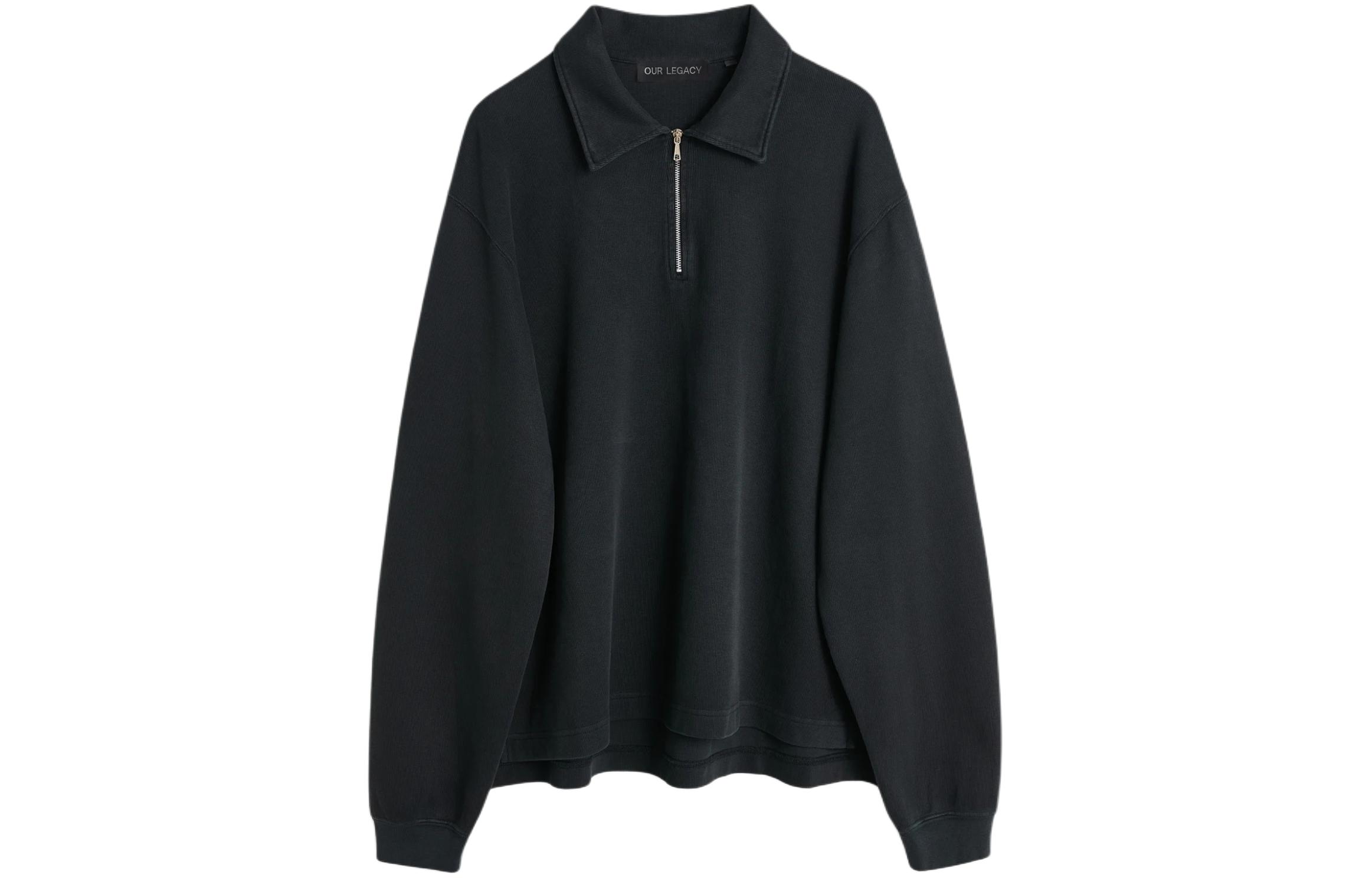 Our Legacy SS24 Solid Ribbed Knit Cuff Sweatshirt Black M2246LW