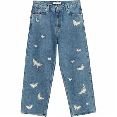Our Legacy SS25 Vaqueros Anchos Indigo Hombre con Mariposa Bordada Cintura Alta M2255VCI Order Our Legacy SS25 Vaqueros Anchos Indigo Hombre con Mariposa Bordada Cintura Alta M2255VCI