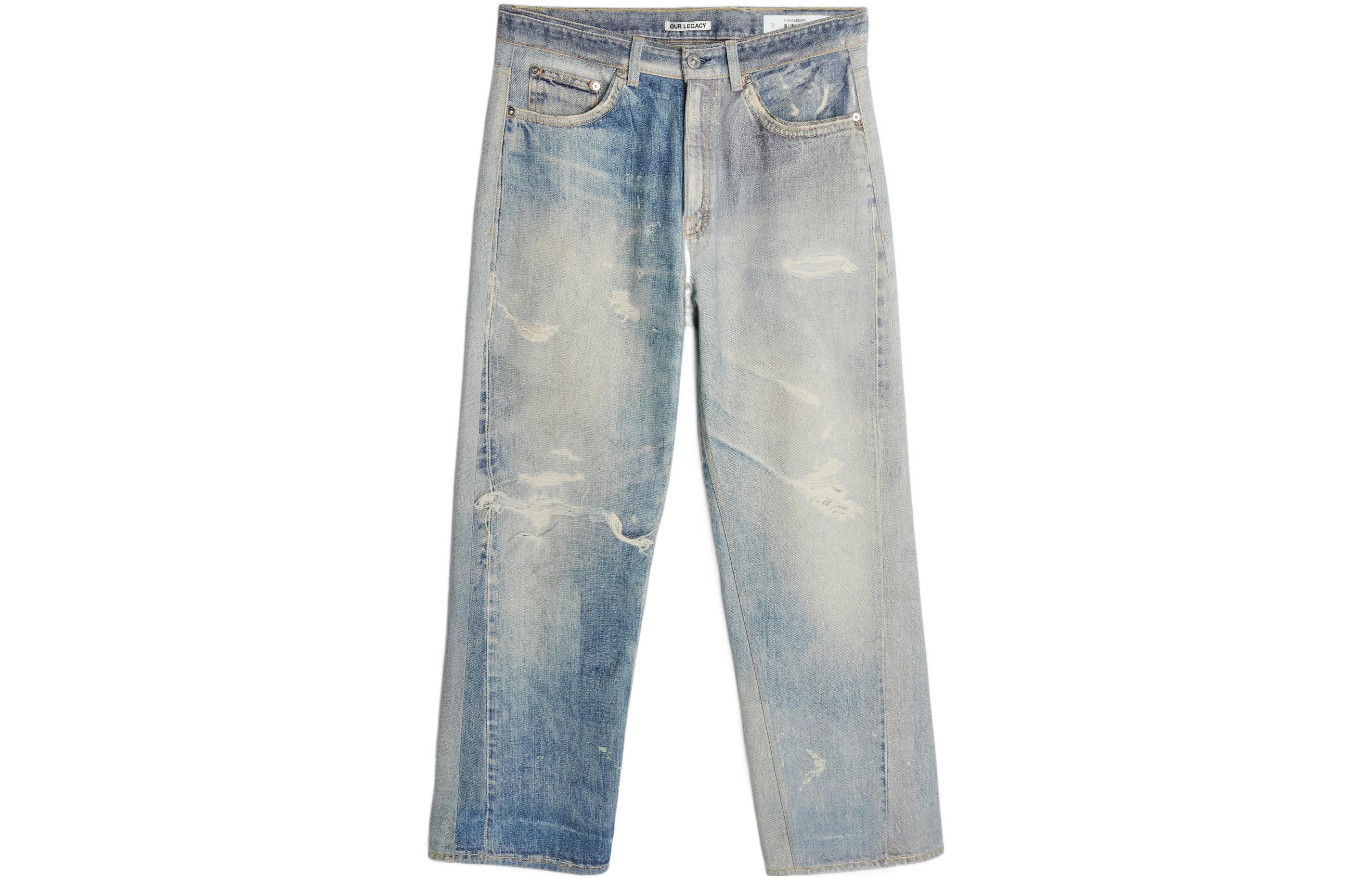 OUR LEGACY Third Cut Digital Print Graffiti Washed Loose Straight Jeans Light Blue M4205TDD