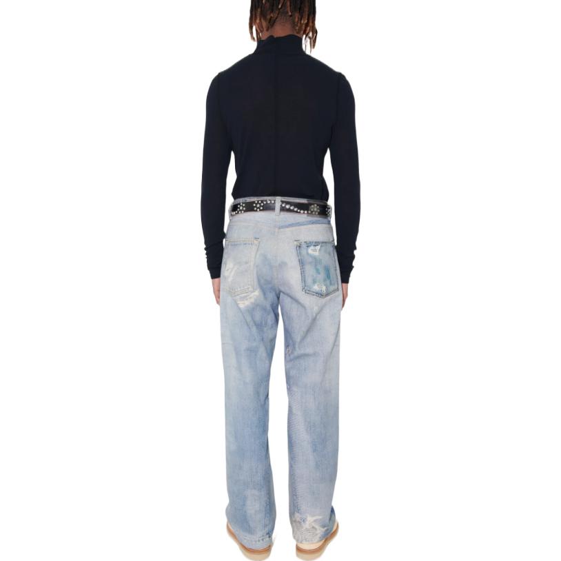 Shop 아워 레거시 서드 컷 디지털 프린트 그래피티 워시드 루즈 스트레이트 진 라이트 블루 M4205TDD