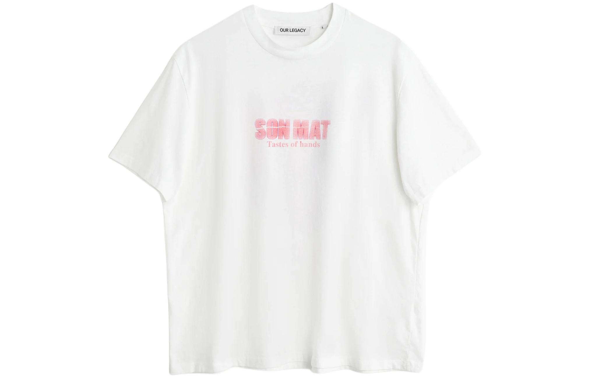 OUR LEGACY Unisex Loose Fit Printed Ribbed Short Sleeve T-Shirt White M2246BSM