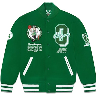 OVO x NBA Celtics Varsity Jacket Green Buy OVO x NBA Celtics Varsity Jacket Green