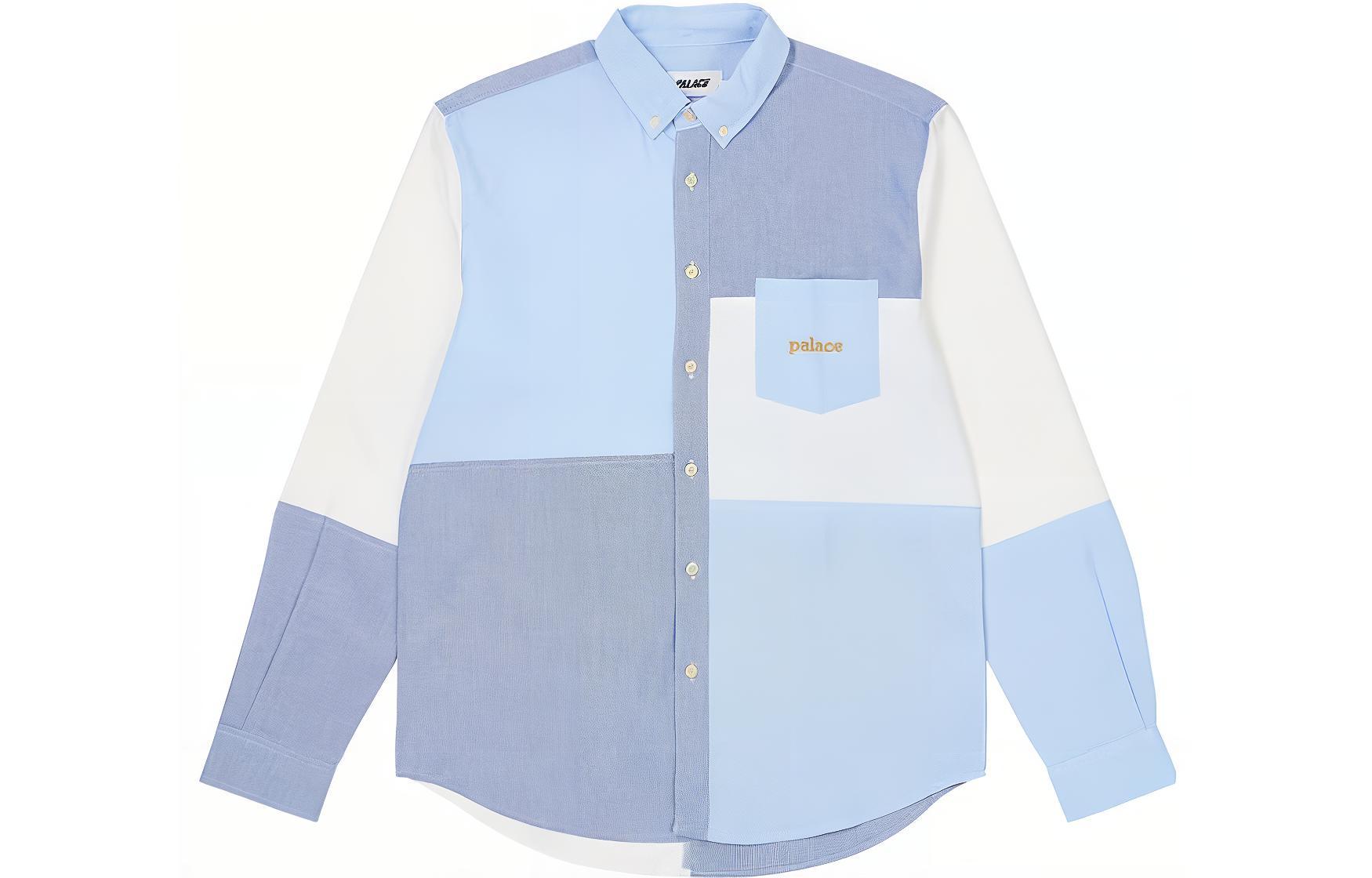 PALACE 2023 Summer Oxford Shirt Blue White Multi Embroidered Logo Unisex. P24SHT034
