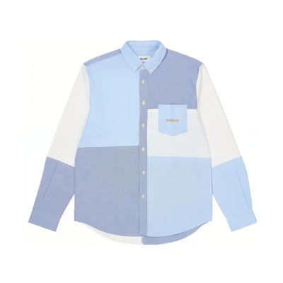PALACE 2023 Summer Oxford Shirt Blue White Multi Embroidered Logo Unisex. P24SHT034