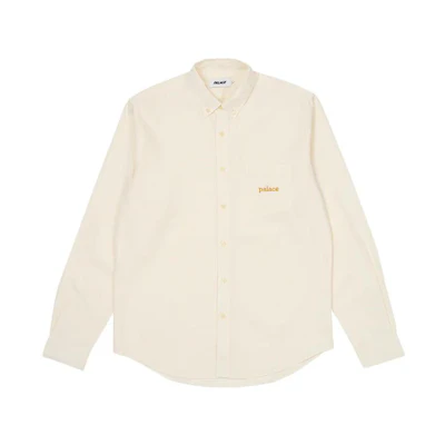 PALACE 2023 Summer Oxford Shirt Soft White Long Sleeve Unisex Embroidered Logo. P24SHT019