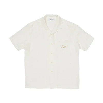 PALACE 2023 Summer Unisex White Short Sleeve Shirt with Embroidered Logo. P24SHT027