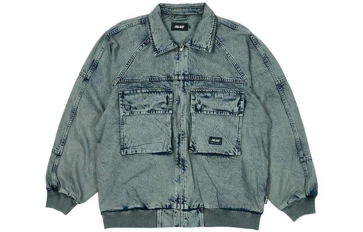PALACE 2023 Summer Washed Denim Jacket with Double Pockets Unisex Blue P24JK055