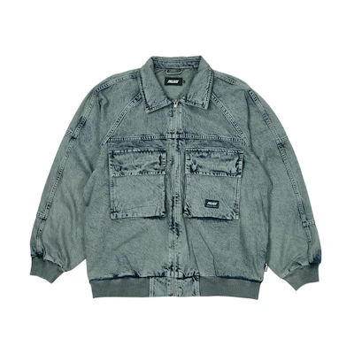 PALACE 2023 Summer Washed Denim Jacket with Double Pockets Unisex Blue P24JK055