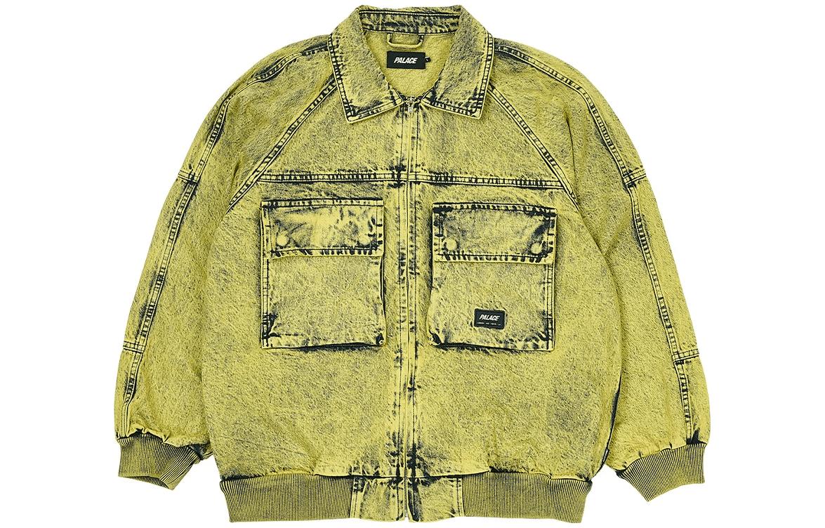 PALACE 2023 Summer Washed Denim Jacket Yellow Unisex Twin Pocket Design P24JK056