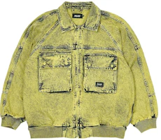 PALACE 2023 Summer Washed Denim Jacket Yellow Unisex Twin Pocket Design P24JK056 PALACE 2023 Summer Washed Denim Jacket Yellow Unisex Twin Pocket Design P24JK056