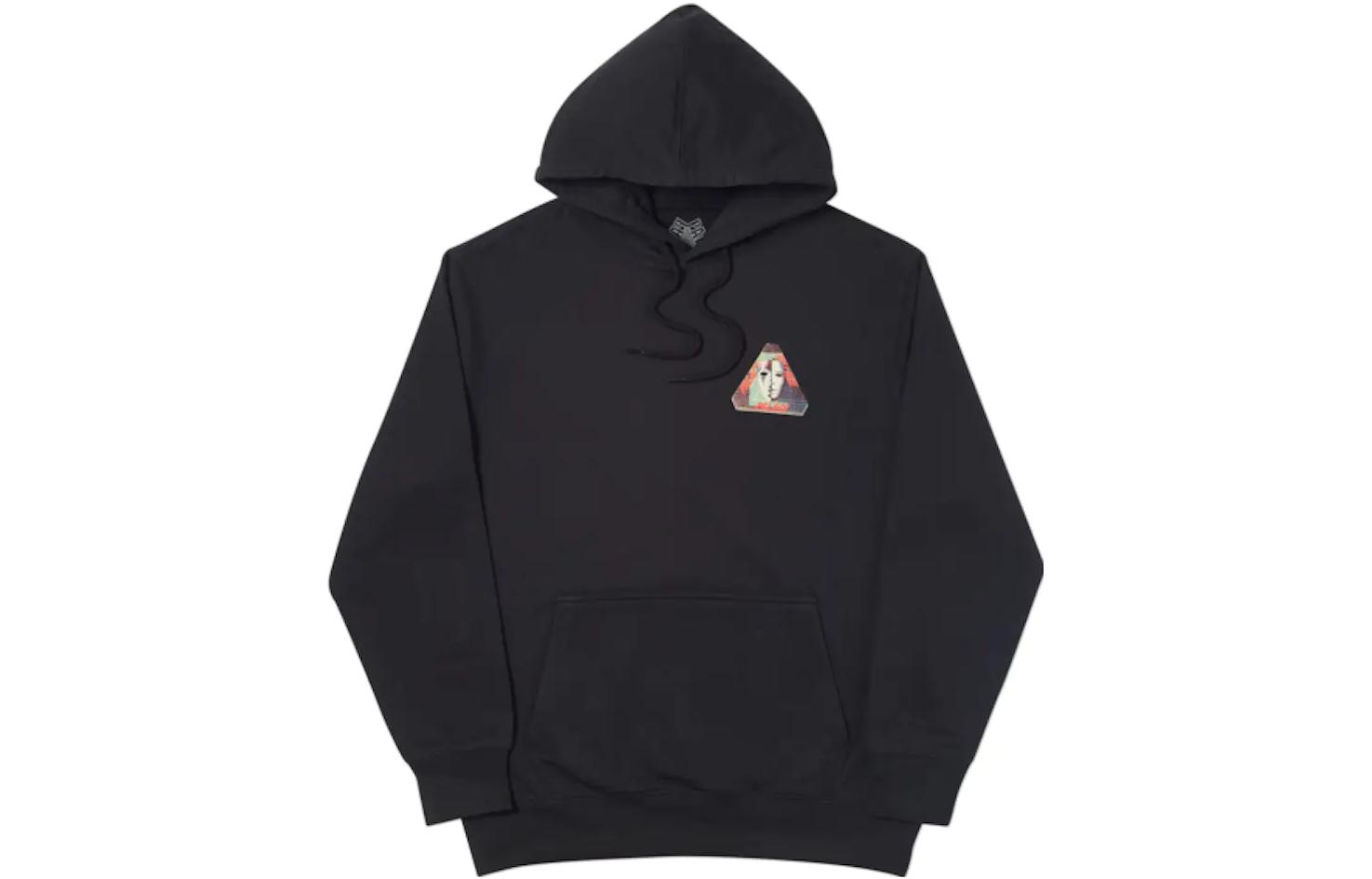 PALACE  Black Hoodie with Logo Print and Drop Shoulder Design. P16HD044