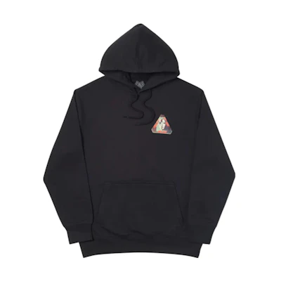 PALACE Black Hoodie with Logo Print and Drop Shoulder Design. P16HD044