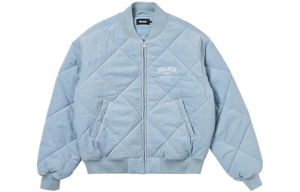 PALACE  Blue Zip-Up Varsity Jacket with Letter Pattern. P25JK094