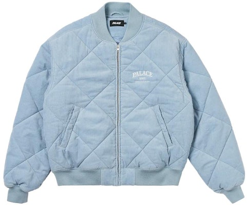 PALACE Jaket Varsity Biru Zip-Up dengan Pola Huruf. P25JK094 Order PALACE Jaket Varsity Biru Zip-Up dengan Pola Huruf. P25JK094