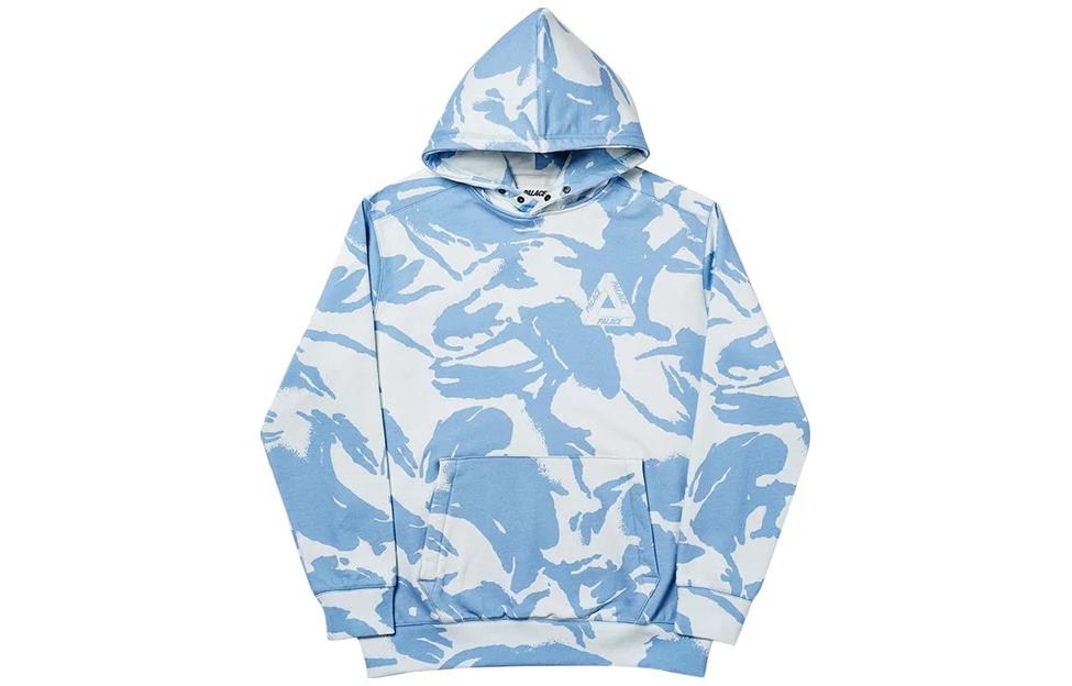 PALACE  Camouflage Patchwork Hoodie Light Blue Color. P18CS030