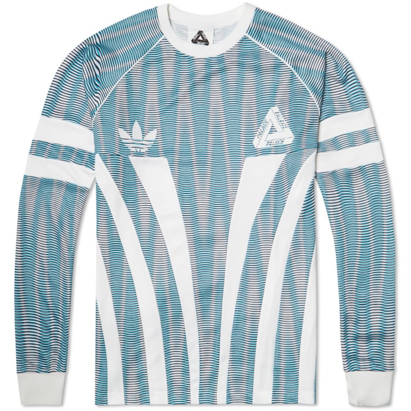 Palace Adidas Longsleeve Graphic Goalie Top Bold Aqua/White