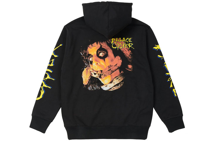 Palace Alice Cooper Black Hoodie with Logo Back Print Unisex Pullover P20HD043