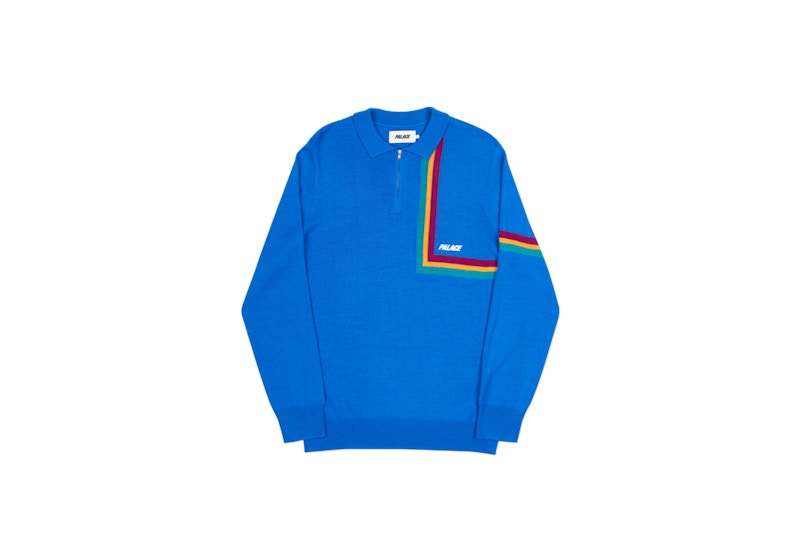 Palace Angle Stripe Zip Knit Blue/Orange/Red